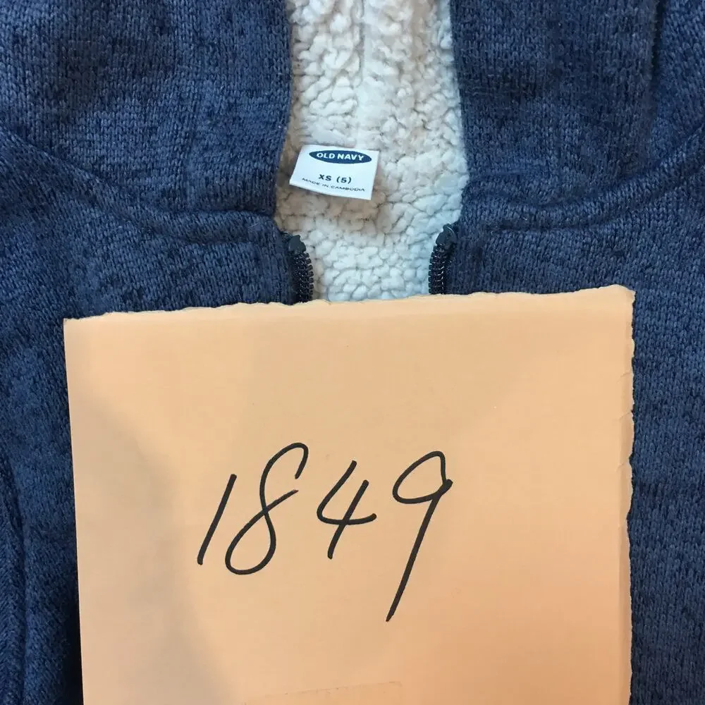 Old Navy Faux Fur Blue zip up hoodie size 5 XS Boy